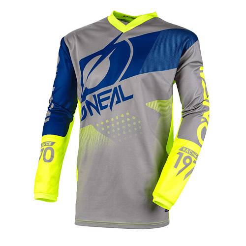 MX Μπλούζα Oneal Element Factor γκρι/μπλε/neon/κίτρινο